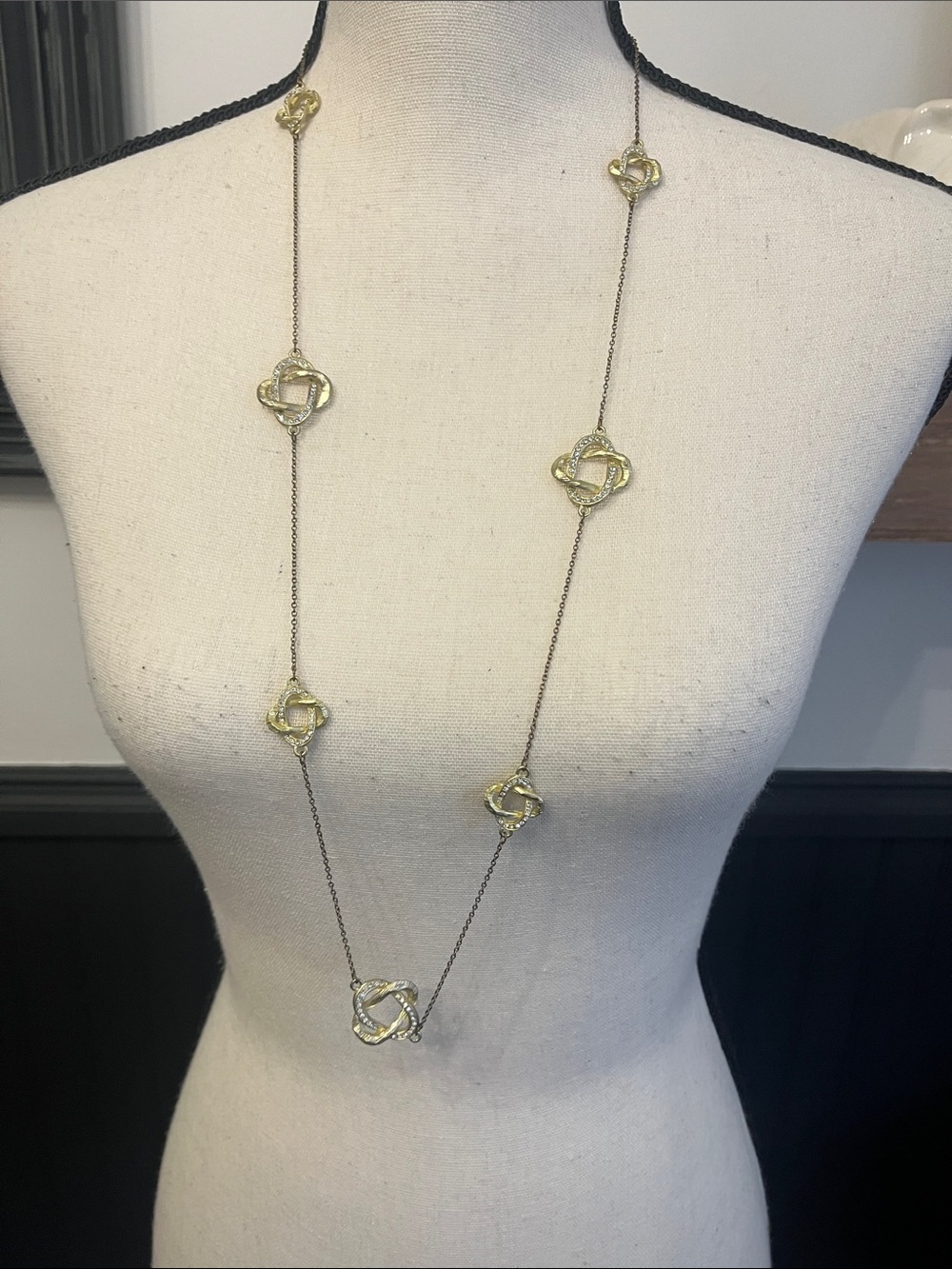 Long Gold Knot Pendant Necklace - Women Jewelry